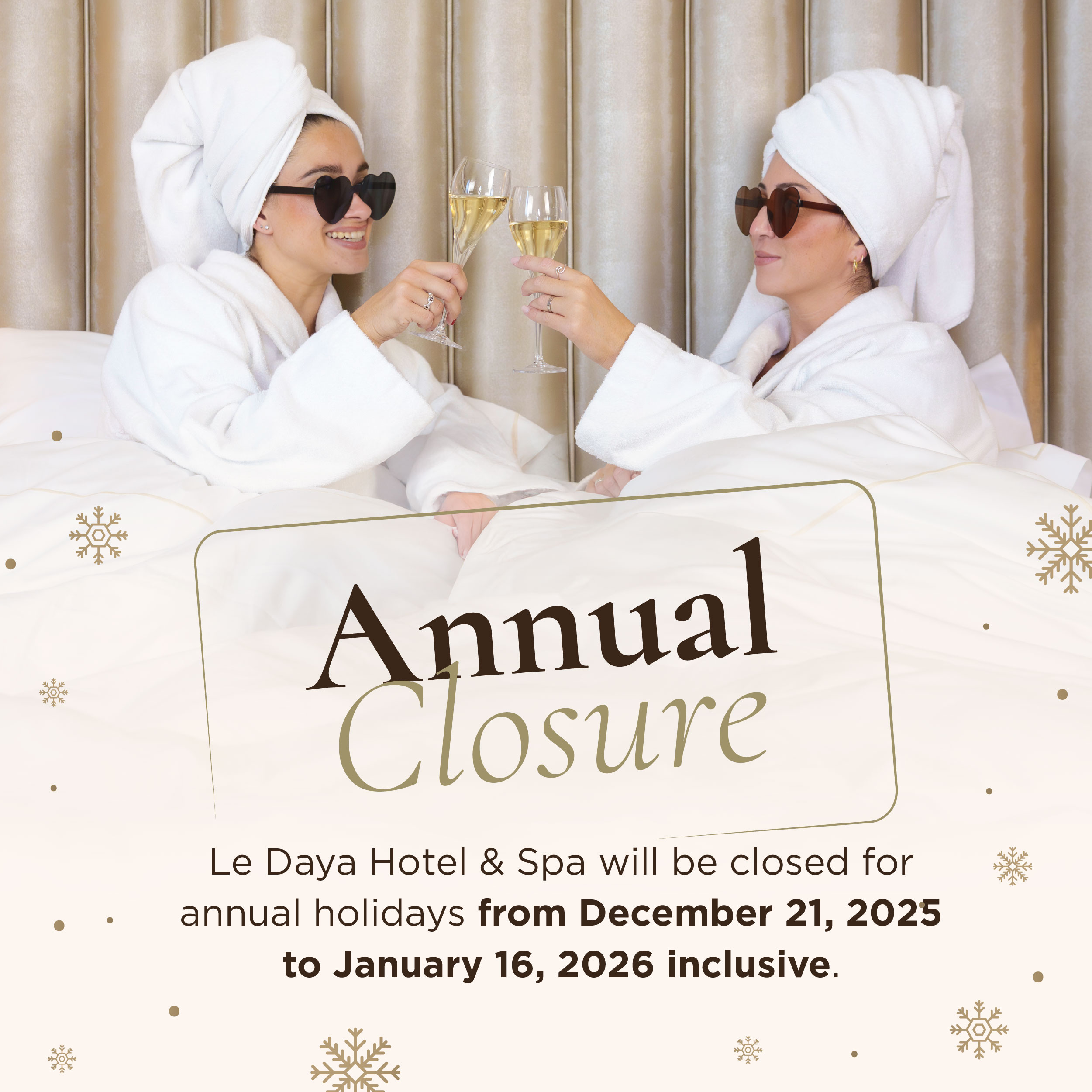 Pop up fermeture annuelle Le Daya